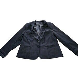 Lane Bryant Woman's Black Cotton Twill Blazer Single Breasted Collar Coat SZ 22
